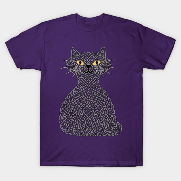 Knotty Cat - grey and black T-Shirt by Hippopottermiss